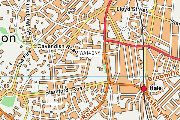 WA14 2NY map - OS VectorMap District (Ordnance Survey)