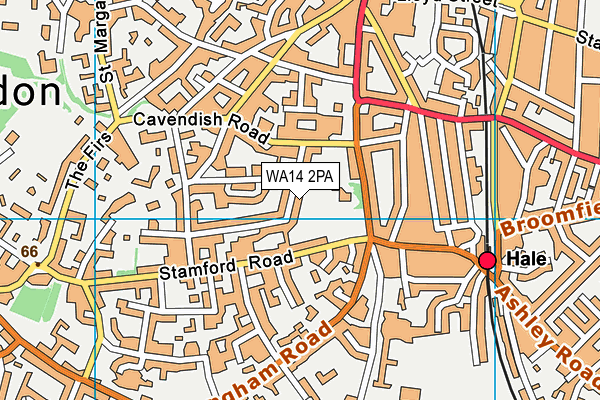 WA14 2PA map - OS VectorMap District (Ordnance Survey) WA14 2PA map - OS VectorMap District (Ordnance Survey)