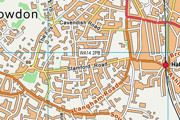 WA14 2PB map - OS VectorMap District (Ordnance Survey) WA14 2PB map - OS VectorMap District (Ordnance Survey)