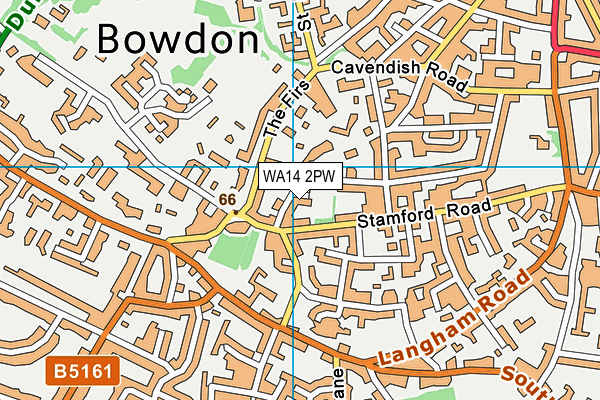 WA14 2PW map - OS VectorMap District (Ordnance Survey) WA14 2PW map - OS VectorMap District (Ordnance Survey)