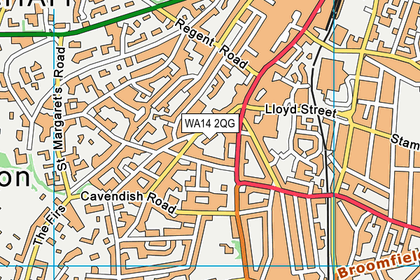 WA14 2QG map - OS VectorMap District (Ordnance Survey) WA14 2QG map - OS VectorMap District (Ordnance Survey)