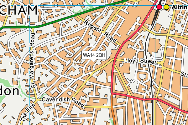 WA14 2QH map - OS VectorMap District (Ordnance Survey) WA14 2QH map - OS VectorMap District (Ordnance Survey)