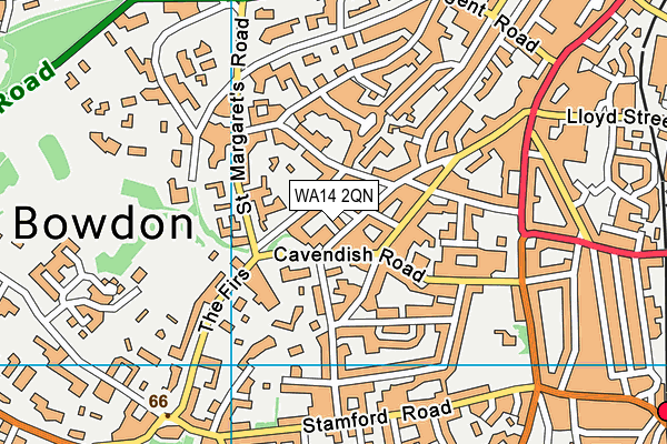 WA14 2QN map - OS VectorMap District (Ordnance Survey) WA14 2QN map - OS VectorMap District (Ordnance Survey)
