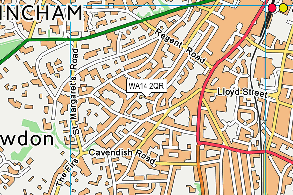 WA14 2QR map - OS VectorMap District (Ordnance Survey) WA14 2QR map - OS VectorMap District (Ordnance Survey)