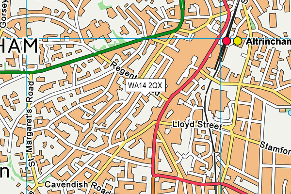 WA14 2QX map - OS VectorMap District (Ordnance Survey) WA14 2QX map - OS VectorMap District (Ordnance Survey)