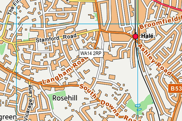 WA14 2RP map - OS VectorMap District (Ordnance Survey) WA14 2RP map - OS VectorMap District (Ordnance Survey)