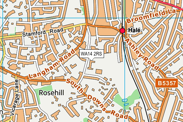 WA14 2RS map - OS VectorMap District (Ordnance Survey)
