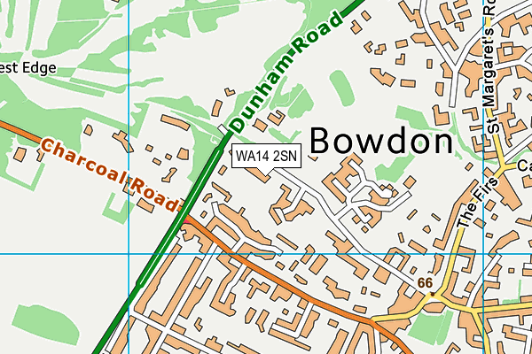 WA14 2SN map - OS VectorMap District (Ordnance Survey) WA14 2SN map - OS VectorMap District (Ordnance Survey)