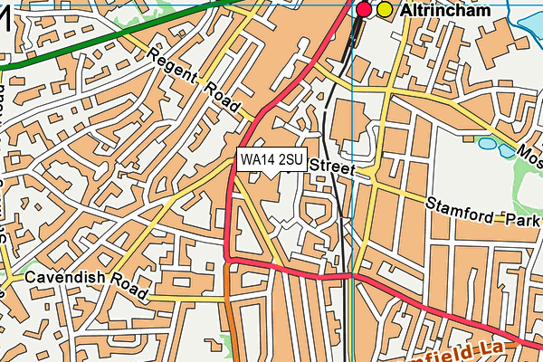 WA14 2SU map - OS VectorMap District (Ordnance Survey) WA14 2SU map - OS VectorMap District (Ordnance Survey)