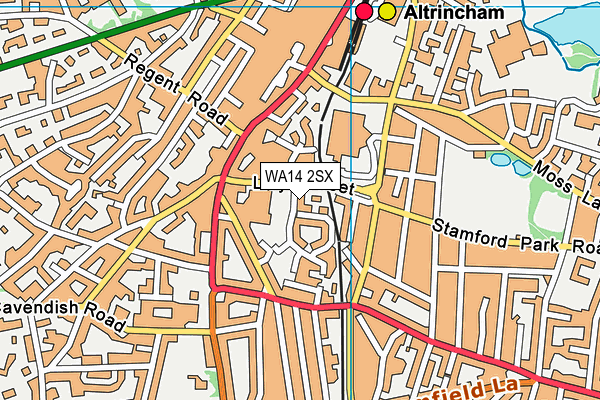 WA14 2SX map - OS VectorMap District (Ordnance Survey)