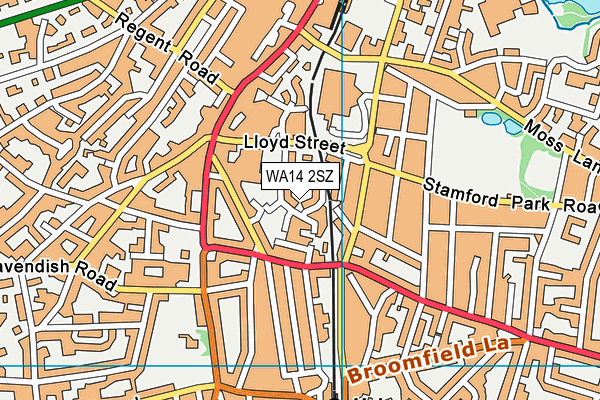 WA14 2SZ map - OS VectorMap District (Ordnance Survey) WA14 2SZ map - OS VectorMap District (Ordnance Survey)
