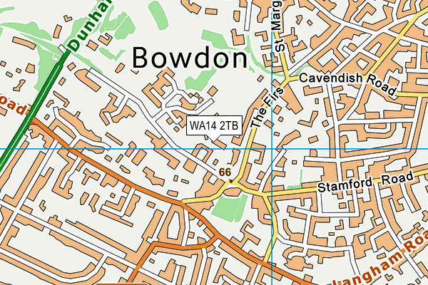 WA14 2TB map - OS VectorMap District (Ordnance Survey)