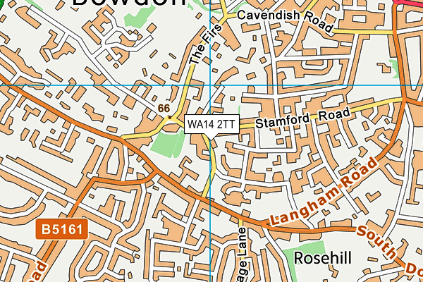 WA14 2TT map - OS VectorMap District (Ordnance Survey) WA14 2TT map - OS VectorMap District (Ordnance Survey)