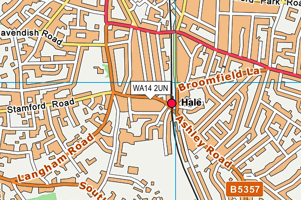 WA14 2UN map - OS VectorMap District (Ordnance Survey) WA14 2UN map - OS VectorMap District (Ordnance Survey)