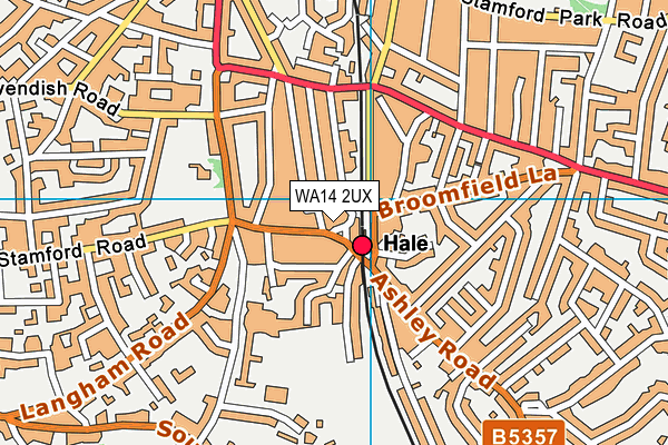 WA14 2UX map - OS VectorMap District (Ordnance Survey) WA14 2UX map - OS VectorMap District (Ordnance Survey)