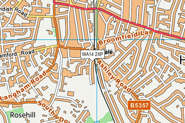WA14 2XP map - OS VectorMap District (Ordnance Survey) WA14 2XP map - OS VectorMap District (Ordnance Survey)