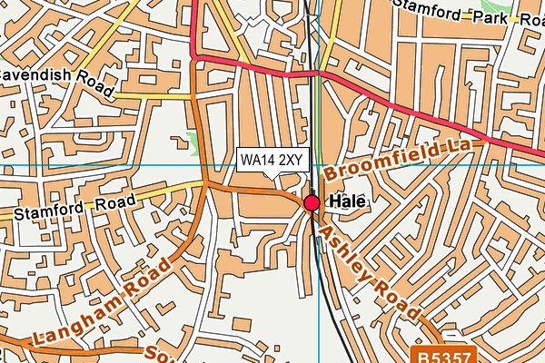 WA14 2XY map - OS VectorMap District (Ordnance Survey) WA14 2XY map - OS VectorMap District (Ordnance Survey)