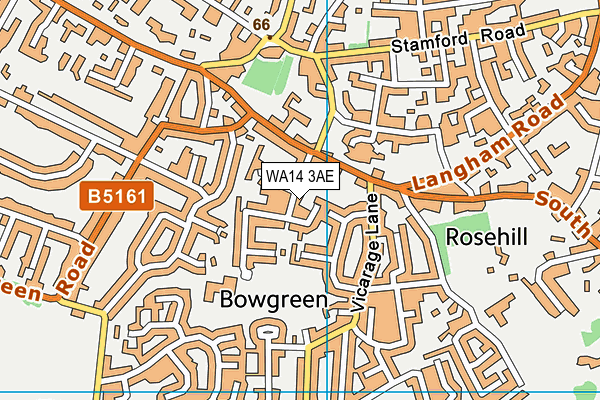WA14 3AE map - OS VectorMap District (Ordnance Survey) WA14 3AE map - OS VectorMap District (Ordnance Survey)