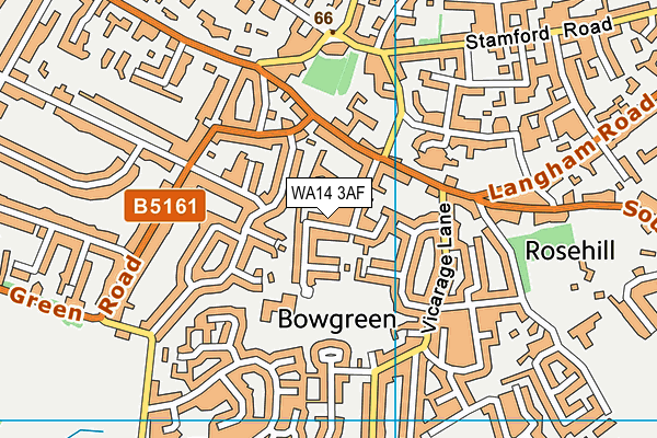 WA14 3AF map - OS VectorMap District (Ordnance Survey) WA14 3AF map - OS VectorMap District (Ordnance Survey)
