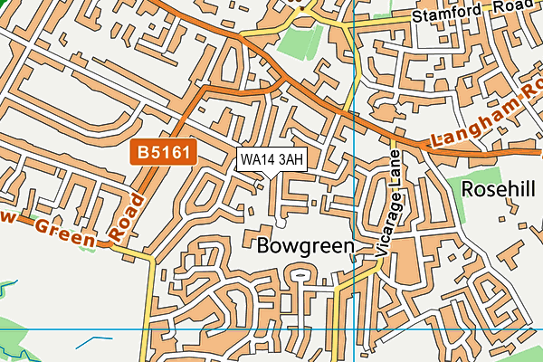 WA14 3AH map - OS VectorMap District (Ordnance Survey) WA14 3AH map - OS VectorMap District (Ordnance Survey)