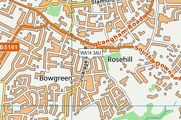 WA14 3AU map - OS VectorMap District (Ordnance Survey)