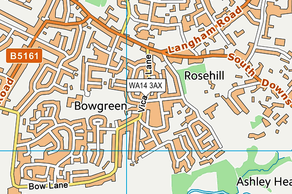 WA14 3AX map - OS VectorMap District (Ordnance Survey) WA14 3AX map - OS VectorMap District (Ordnance Survey)