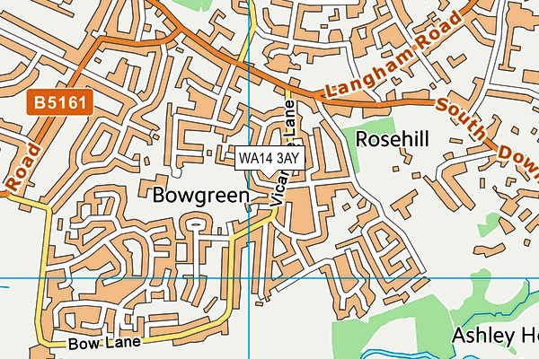 WA14 3AY map - OS VectorMap District (Ordnance Survey) WA14 3AY map - OS VectorMap District (Ordnance Survey)