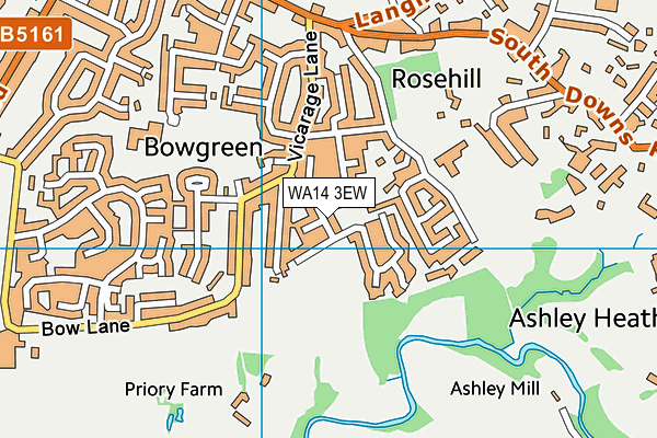 WA14 3EW map - OS VectorMap District (Ordnance Survey) WA14 3EW map - OS VectorMap District (Ordnance Survey)