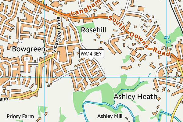WA14 3EY map - OS VectorMap District (Ordnance Survey) WA14 3EY map - OS VectorMap District (Ordnance Survey)