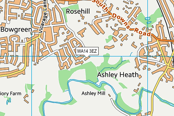 WA14 3EZ map - OS VectorMap District (Ordnance Survey) WA14 3EZ map - OS VectorMap District (Ordnance Survey)