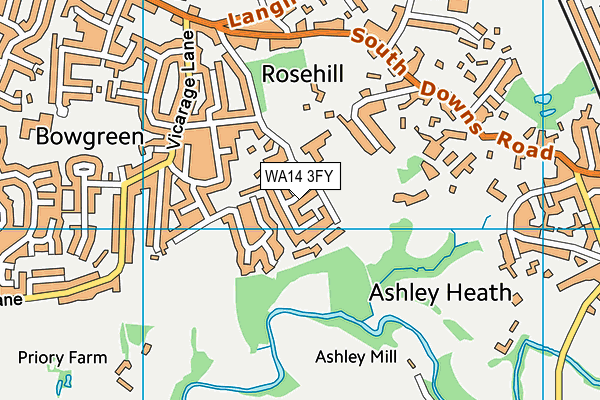 WA14 3FY map - OS VectorMap District (Ordnance Survey) WA14 3FY map - OS VectorMap District (Ordnance Survey)