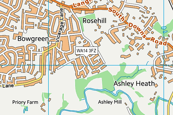 WA14 3FZ map - OS VectorMap District (Ordnance Survey) WA14 3FZ map - OS VectorMap District (Ordnance Survey)