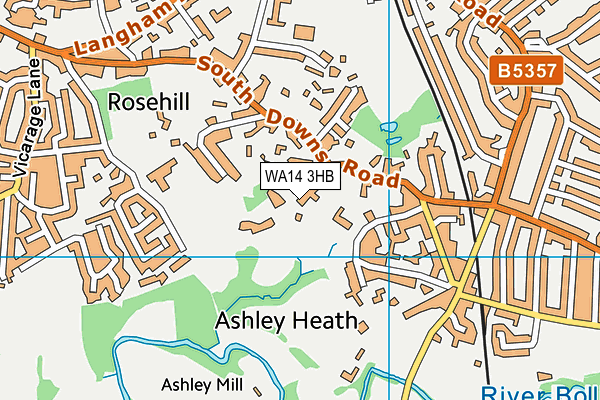 WA14 3HB map - OS VectorMap District (Ordnance Survey) WA14 3HB map - OS VectorMap District (Ordnance Survey)