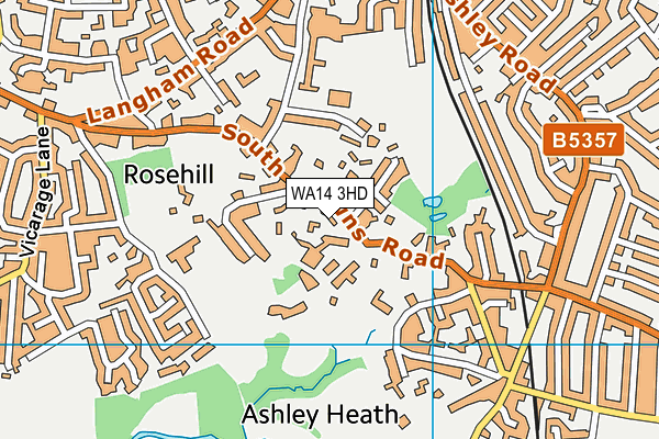 WA14 3HD map - OS VectorMap District (Ordnance Survey) WA14 3HD map - OS VectorMap District (Ordnance Survey)