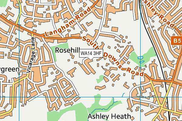WA14 3HF map - OS VectorMap District (Ordnance Survey)
