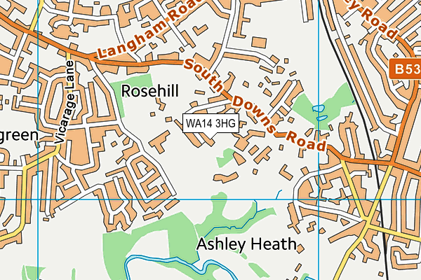 WA14 3HG map - OS VectorMap District (Ordnance Survey) WA14 3HG map - OS VectorMap District (Ordnance Survey)