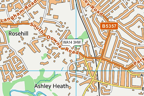 WA14 3HW map - OS VectorMap District (Ordnance Survey) WA14 3HW map - OS VectorMap District (Ordnance Survey)