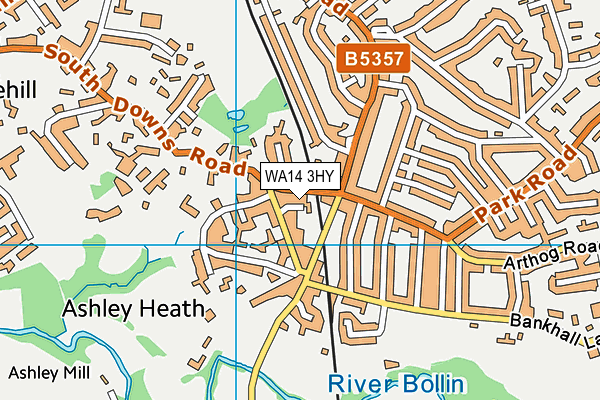 WA14 3HY map - OS VectorMap District (Ordnance Survey)