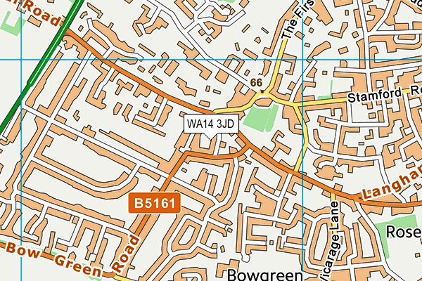 WA14 3JD map - OS VectorMap District (Ordnance Survey)