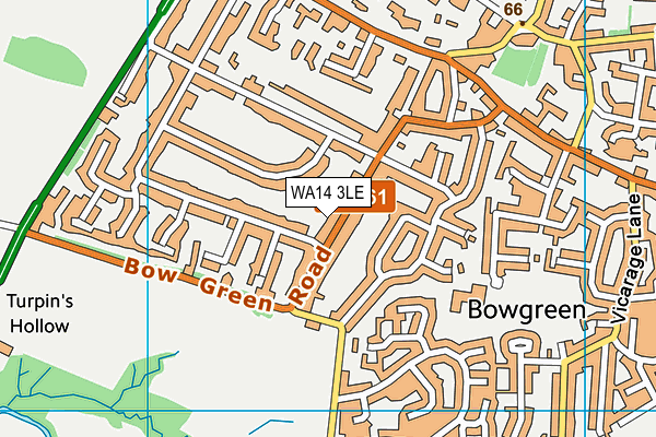 WA14 3LE map - OS VectorMap District (Ordnance Survey) WA14 3LE map - OS VectorMap District (Ordnance Survey)