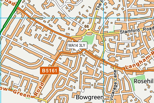 WA14 3LY map - OS VectorMap District (Ordnance Survey)