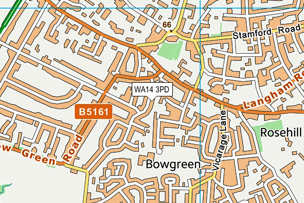 WA14 3PD map - OS VectorMap District (Ordnance Survey) WA14 3PD map - OS VectorMap District (Ordnance Survey)