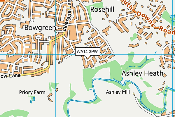 WA14 3PW map - OS VectorMap District (Ordnance Survey) WA14 3PW map - OS VectorMap District (Ordnance Survey)