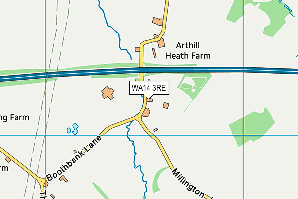 WA14 3RE map - OS VectorMap District (Ordnance Survey)