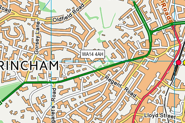 WA14 4AH map - OS VectorMap District (Ordnance Survey) WA14 4AH map - OS VectorMap District (Ordnance Survey)