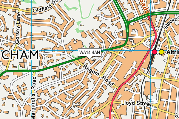 WA14 4AN map - OS VectorMap District (Ordnance Survey) WA14 4AN map - OS VectorMap District (Ordnance Survey)
