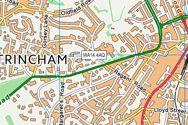 WA14 4AQ map - OS VectorMap District (Ordnance Survey) WA14 4AQ map - OS VectorMap District (Ordnance Survey)