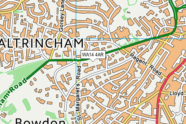 WA14 4AR map - OS VectorMap District (Ordnance Survey) WA14 4AR map - OS VectorMap District (Ordnance Survey)