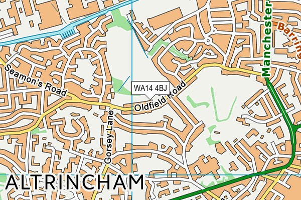 WA14 4BJ map - OS VectorMap District (Ordnance Survey) WA14 4BJ map - OS VectorMap District (Ordnance Survey)