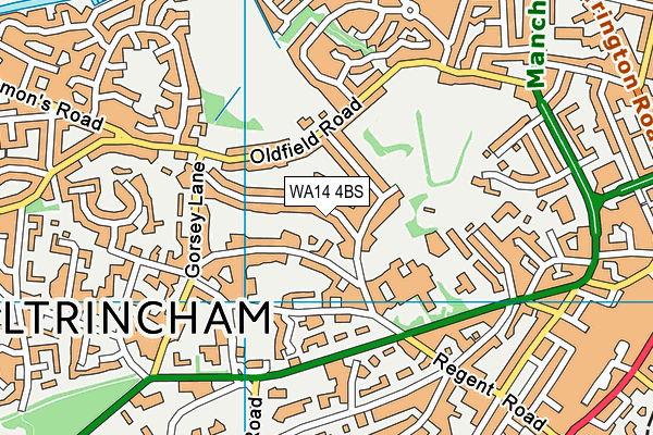 WA14 4BS map - OS VectorMap District (Ordnance Survey) WA14 4BS map - OS VectorMap District (Ordnance Survey)
